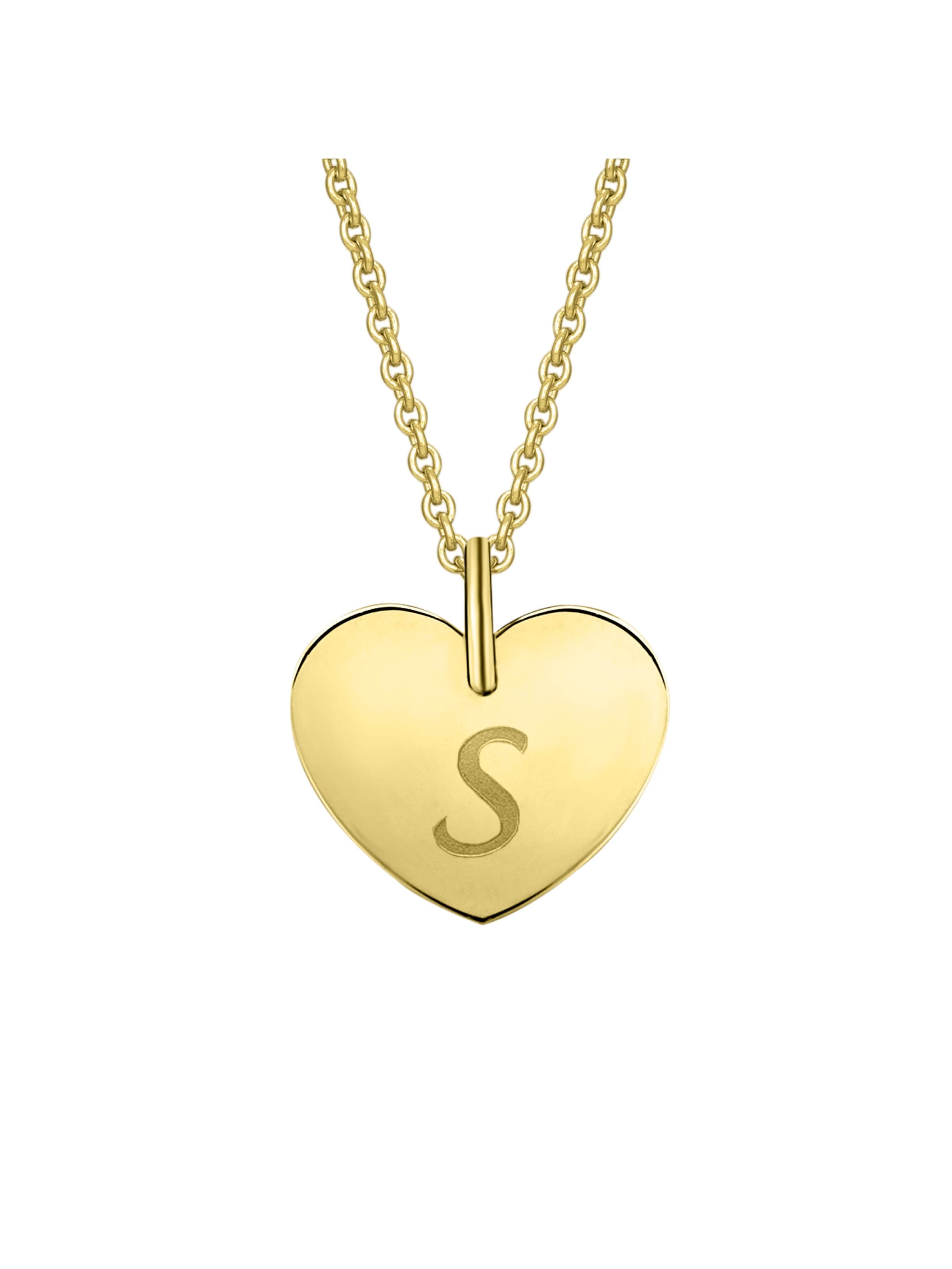 ONE ELEMENT Pendant 'Herz mit Gravur S' in Gold: front