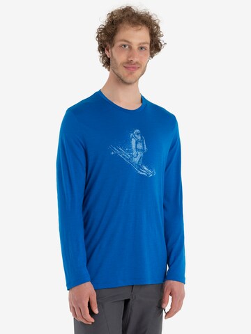 ICEBREAKER Performance Shirt 'Tech Lite II Skiing Yeti' in Blue: front