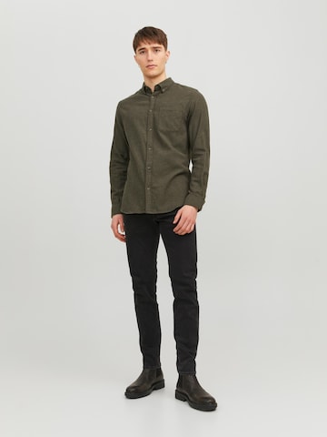 JACK & JONES Slim fit Button Up Shirt 'Classic' in Green