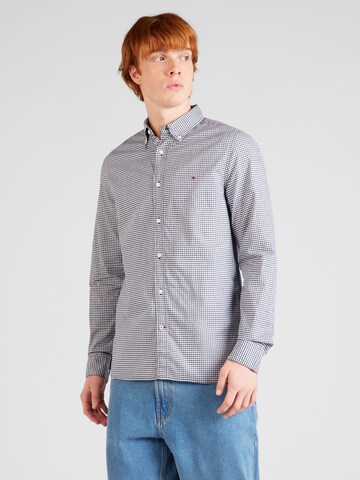 TOMMY HILFIGER Slim fit Button Up Shirt 'Flex' in Black: front