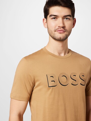 T-Shirt 'Tiburt' BOSS en beige