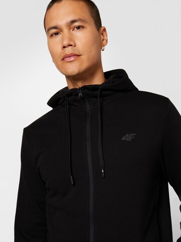 4F Athletic Zip-Up Hoodie in Black