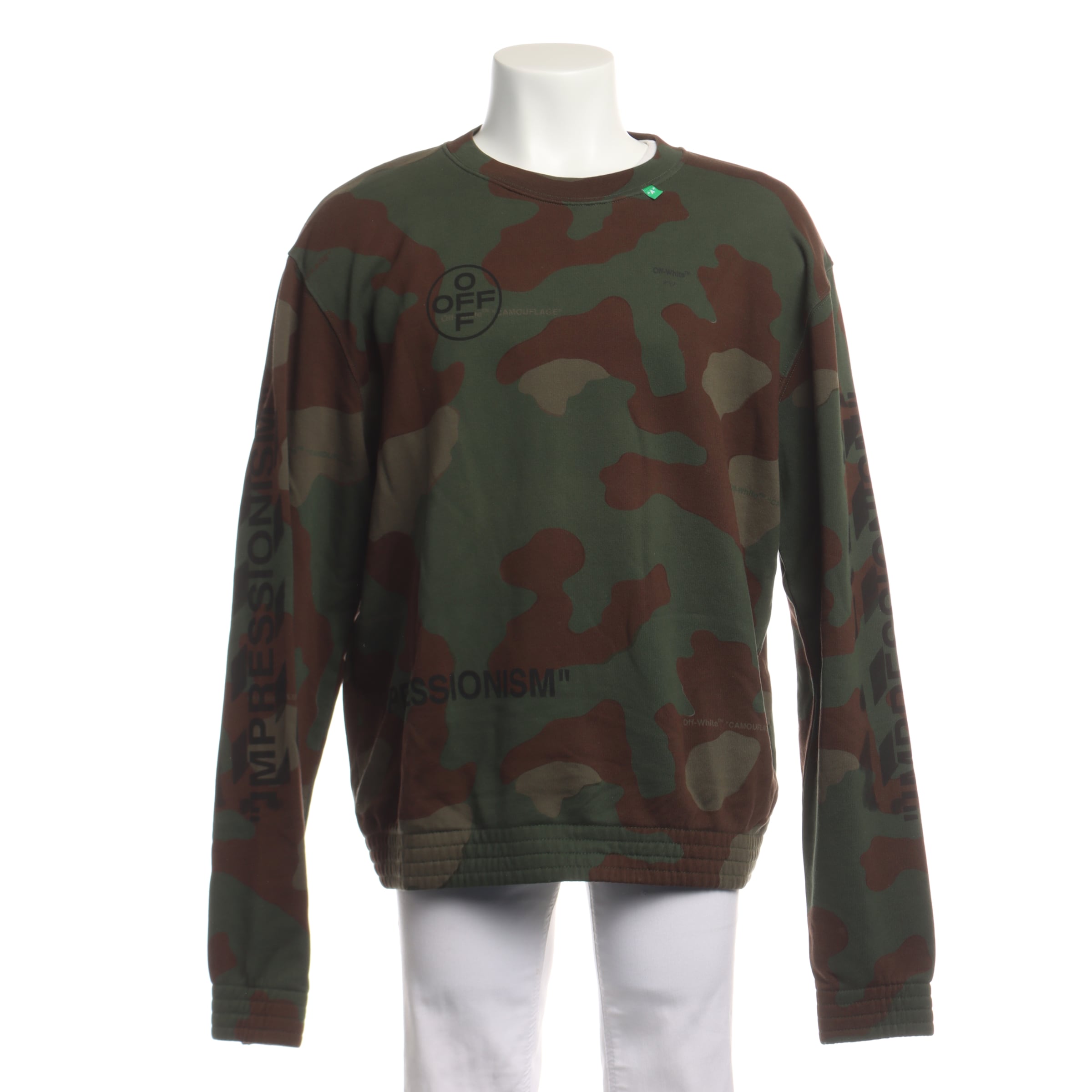 Off-White Sweatshirt & Zip-Up Hoodie in XL in Green: front