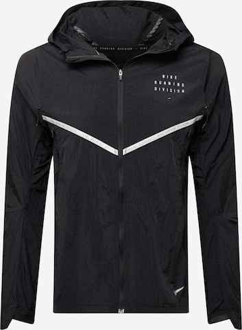 NIKE Športna jakna 'Transit' | črna barva: sprednja stran