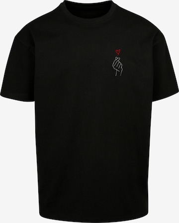 Merchcode Shirt 'K Heart' in Zwart: voorkant