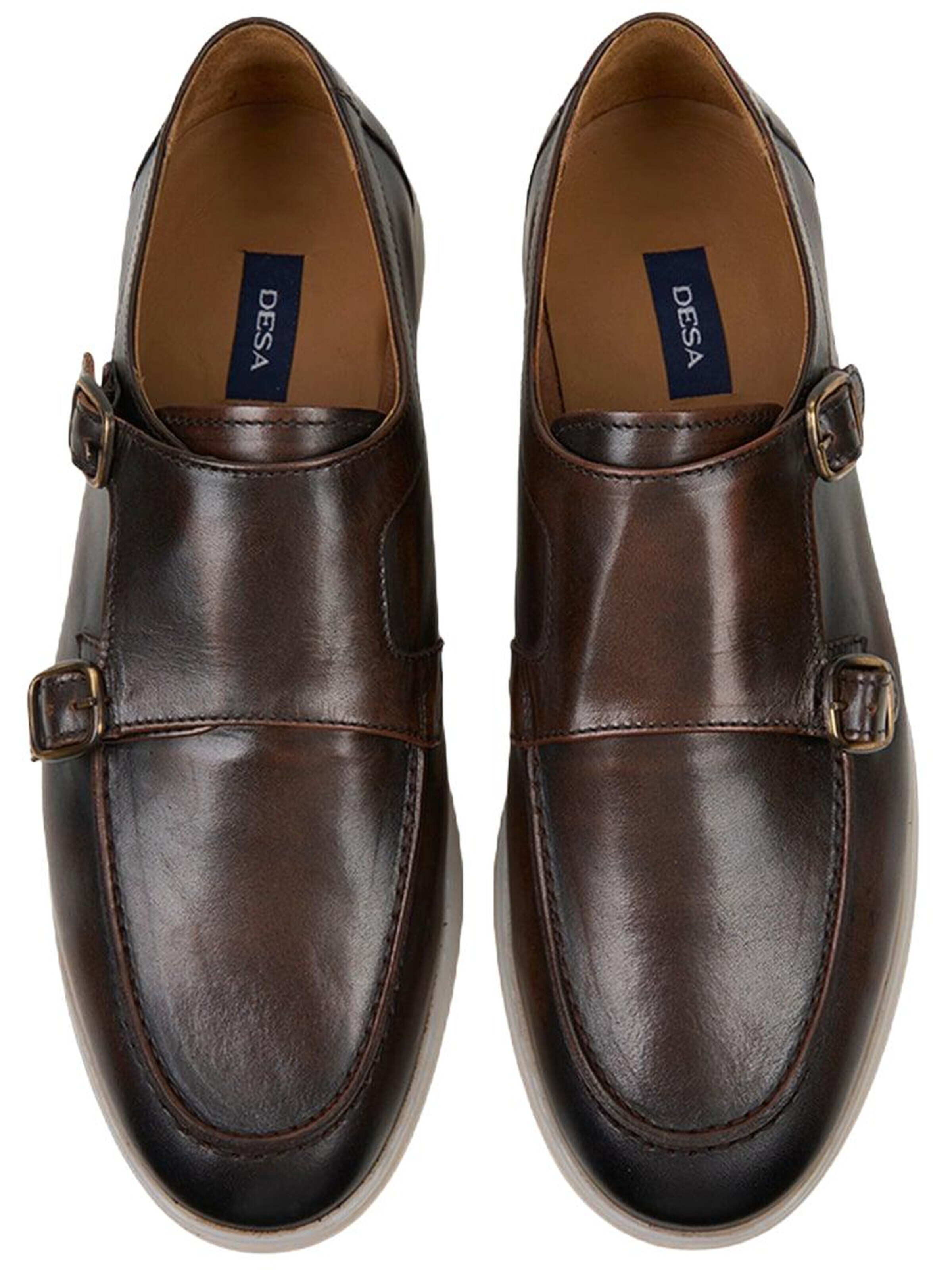 Chaussure à lacets 'DESA Herren-Doppelmonk-Schuhe aus Leder' Desa en marron