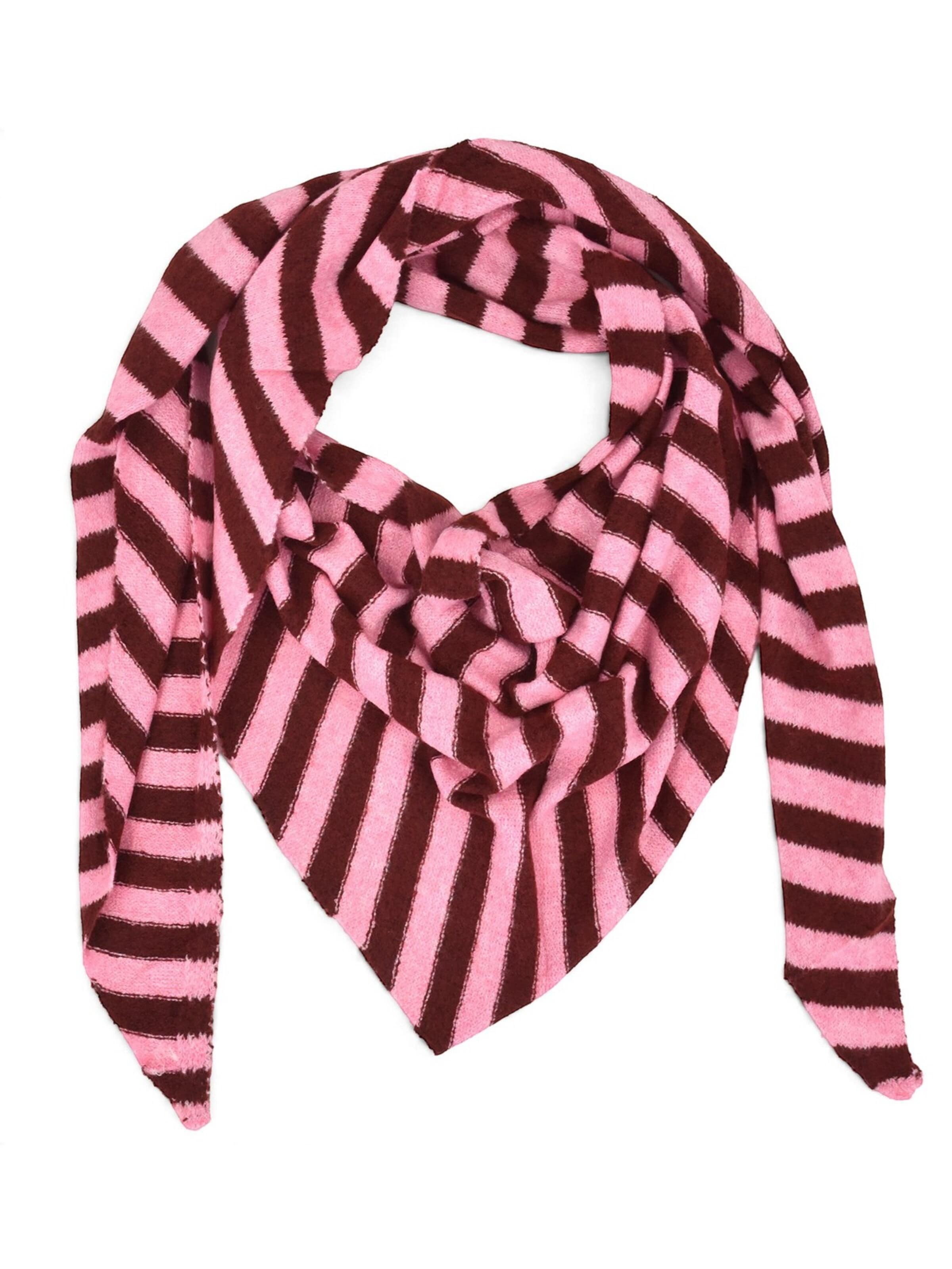 styleBREAKER Tuch 'Strick Dreieckstuch mit Streifen Muster'‌‌‌‌‌‌‌ in Pink: Vorderseite