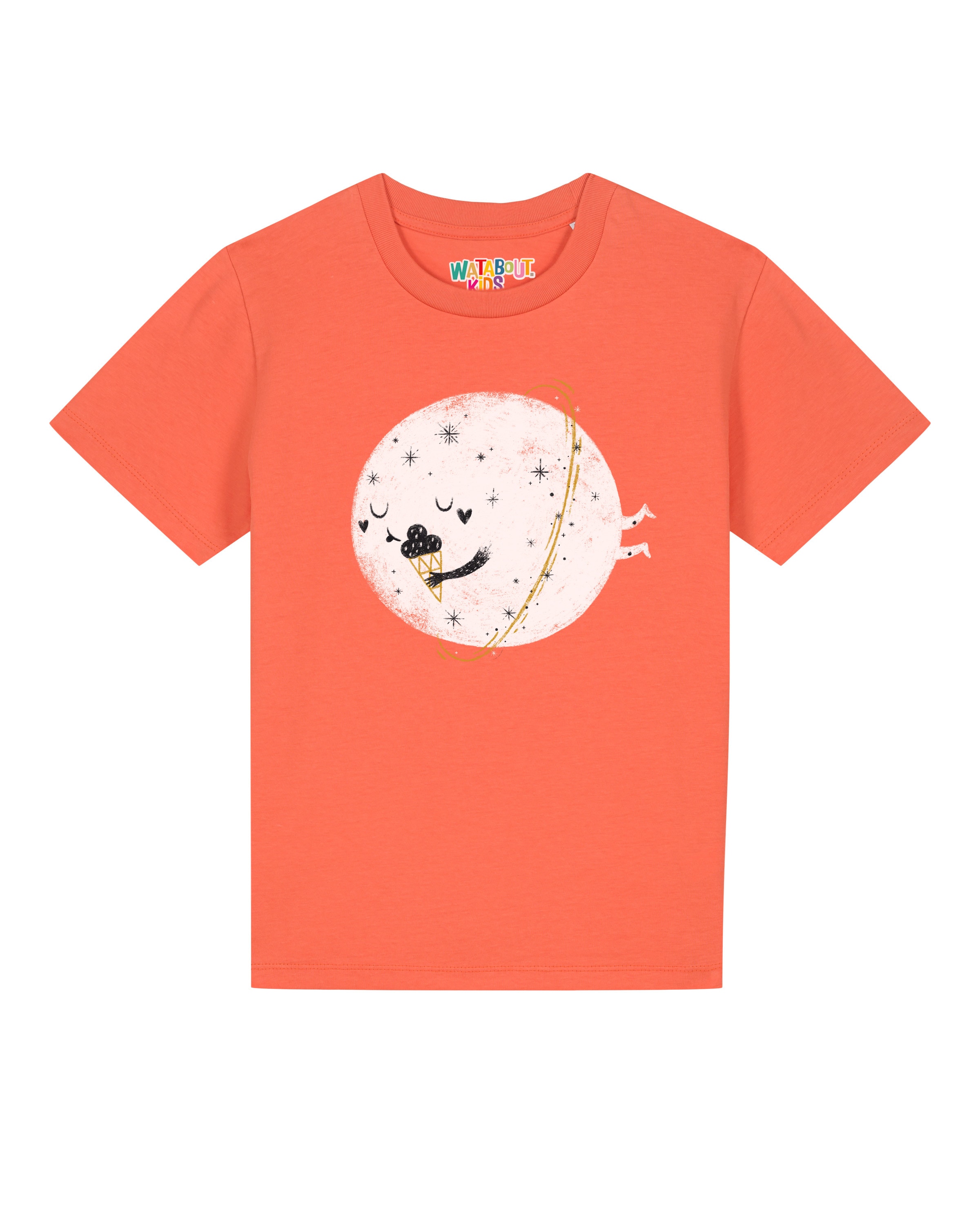 watabout.kids Shirt 'Planet mit Eis' in Orange: front