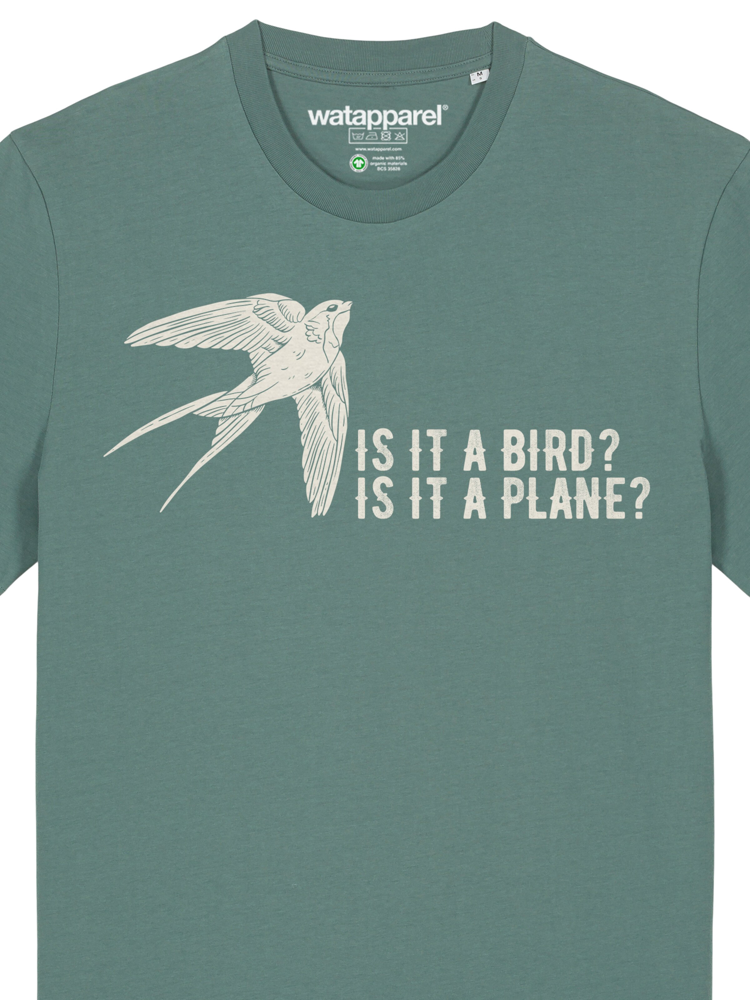 Watapparel Shirt 'Is it a bird' in Groen