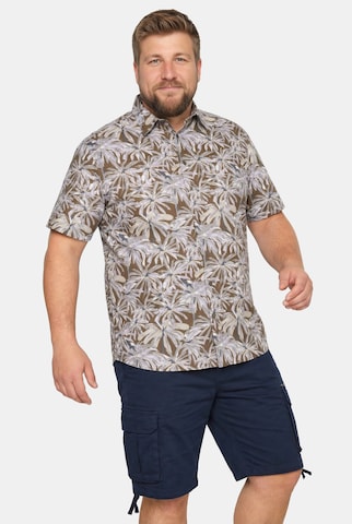 Men Plus Regular fit Overhemd in Bruin: voorkant