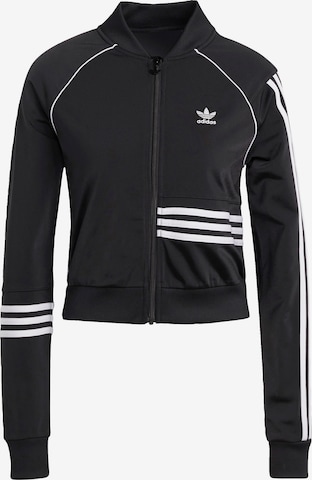 ADIDAS ORIGINALS Zip-Up Hoodie in Black: front