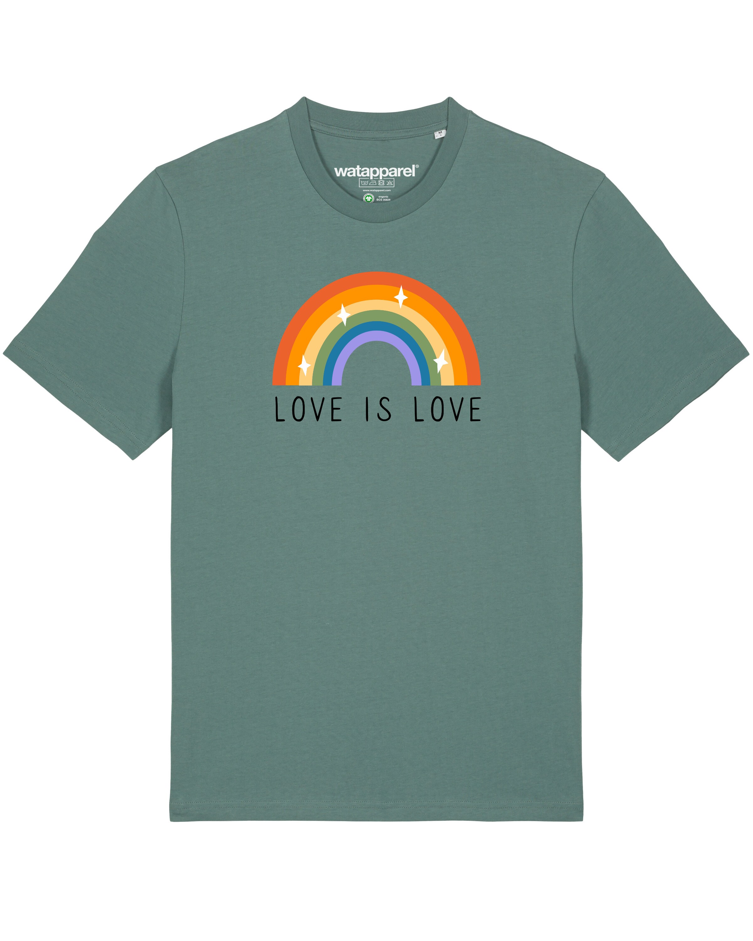 Maglietta ' Love is Love ' di Watapparel in verde: frontale