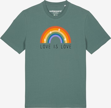 Maglietta ' Love is Love ' di Watapparel in verde: frontale