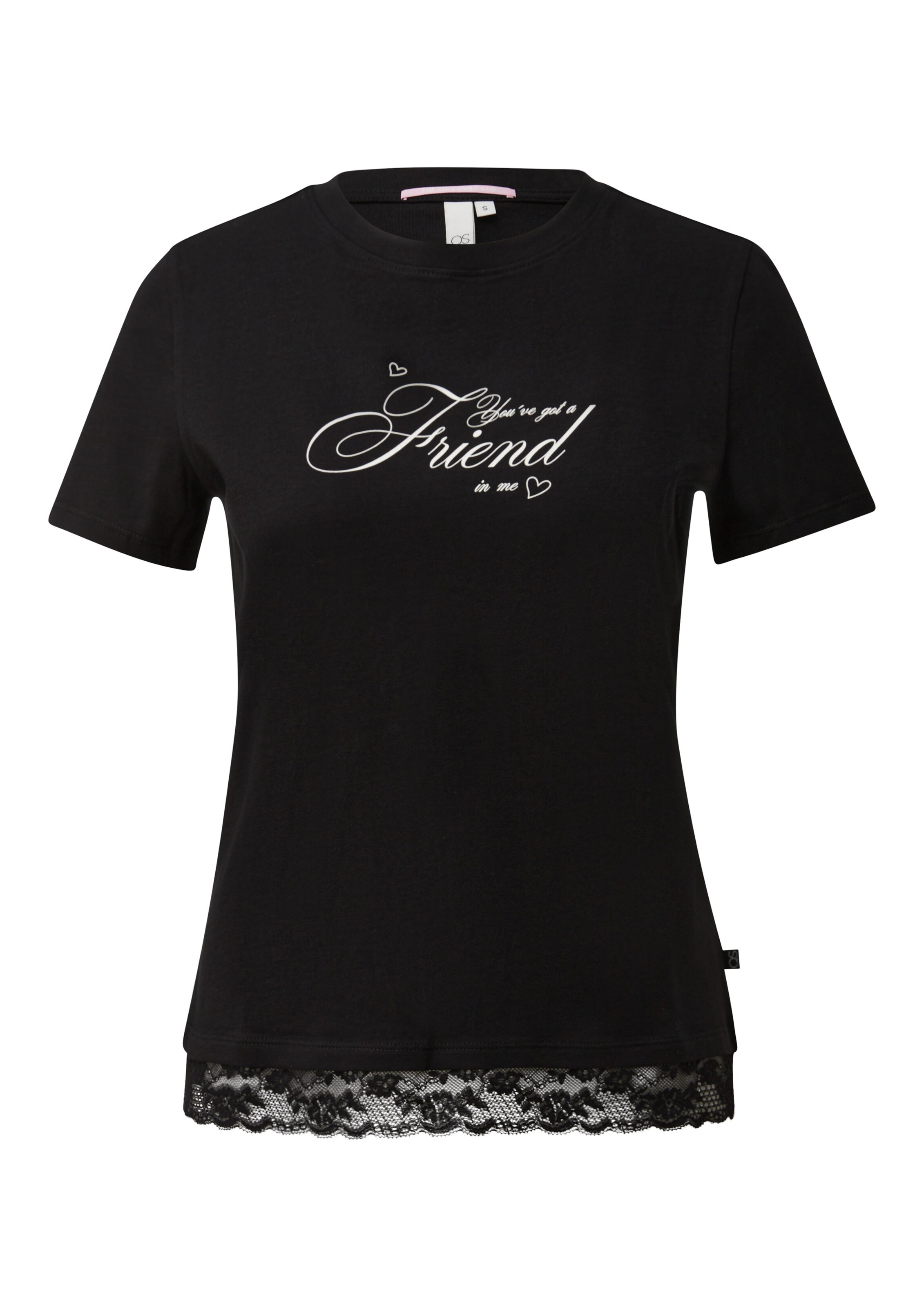 T-shirt QS en noir : devant