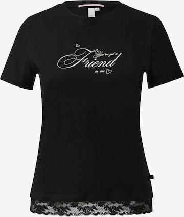 T-shirt QS en noir : devant