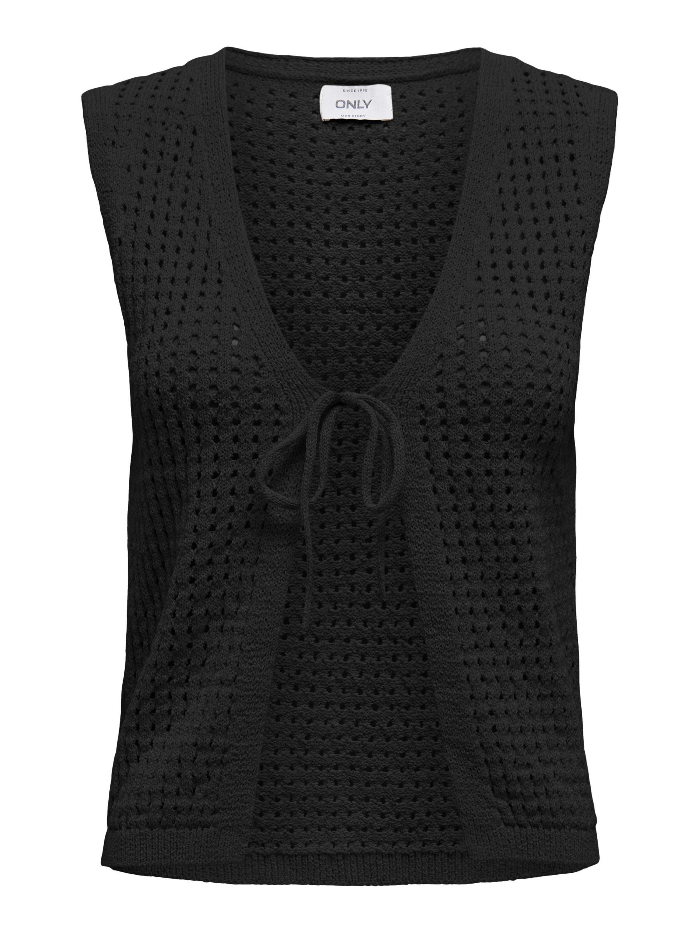 ONLY ONLANNASOFIA Weste Damen - Strickweste V-Ausschnitt Ärmellos