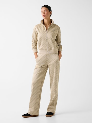 GUESS Zip-Up Hoodie in Beige: front