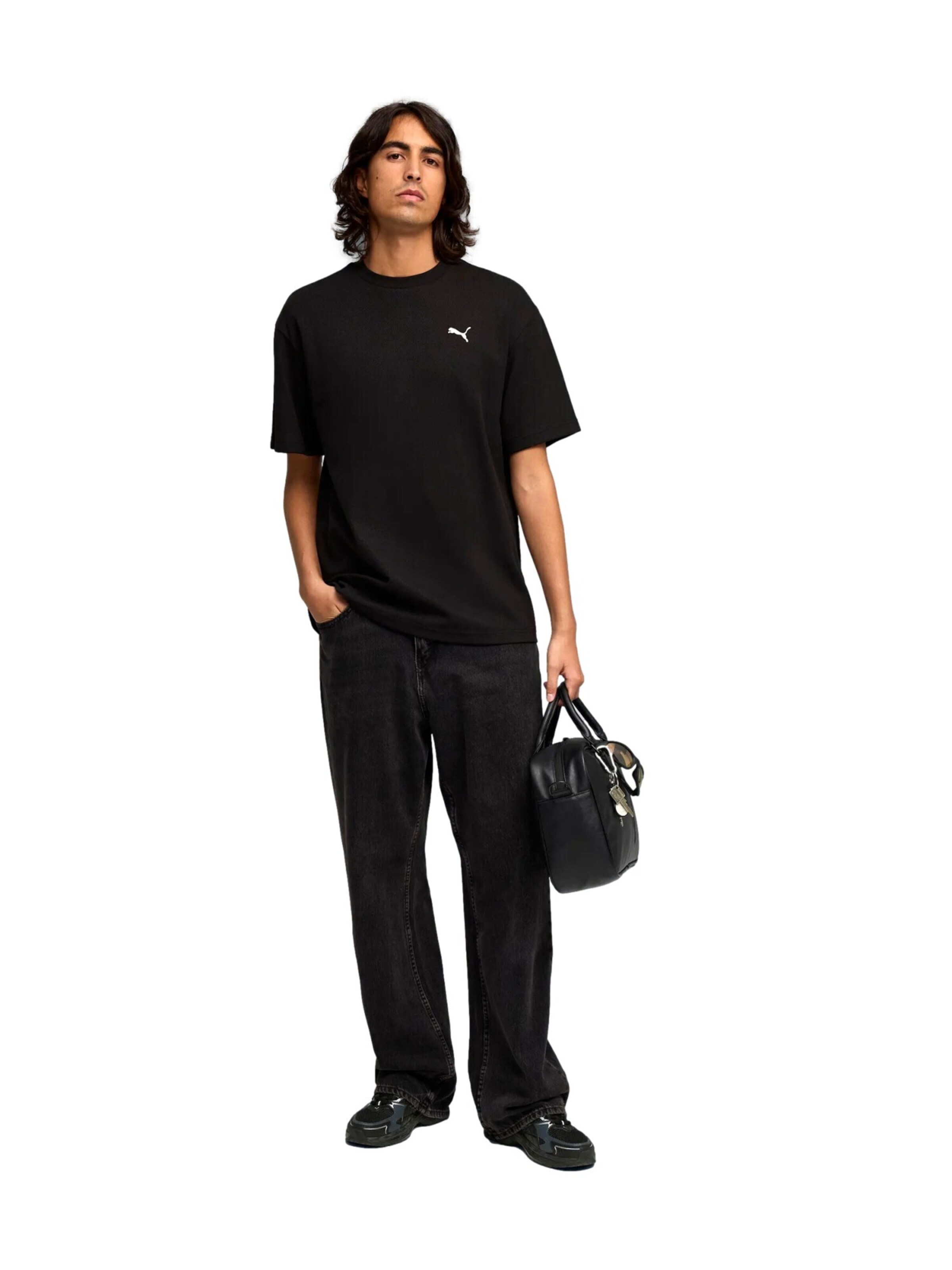 PUMA T-Shirt 'ESS ELEVATED' in Schwarz