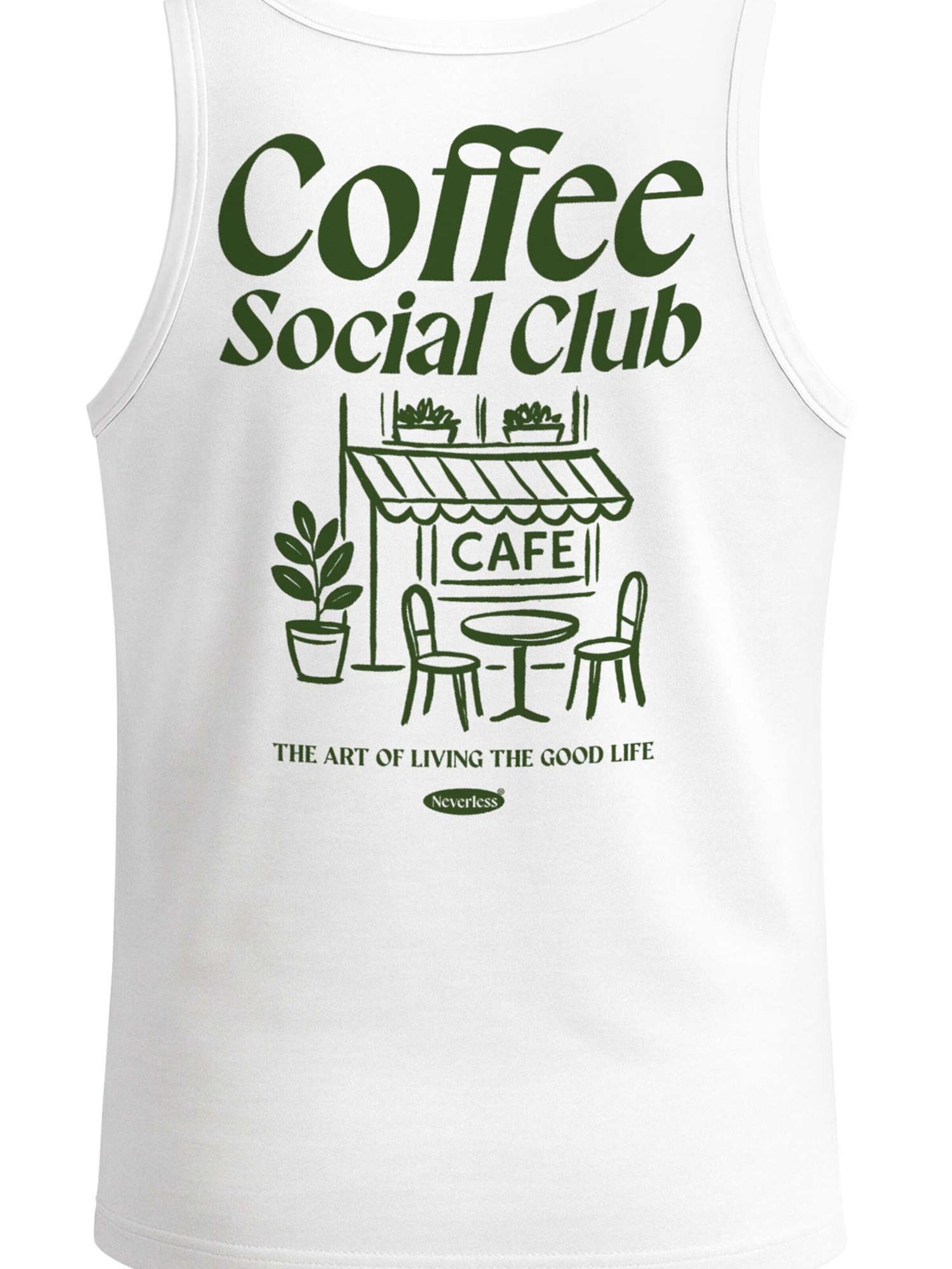 Neverless Shirt 'coffee Social Club'‌‌‌‌‌‌‌‌‌ in Weiß: Vorderseite