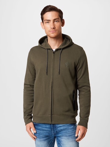 Cars Jeans Zip-Up Hoodie 'ISCAR' in Green: front