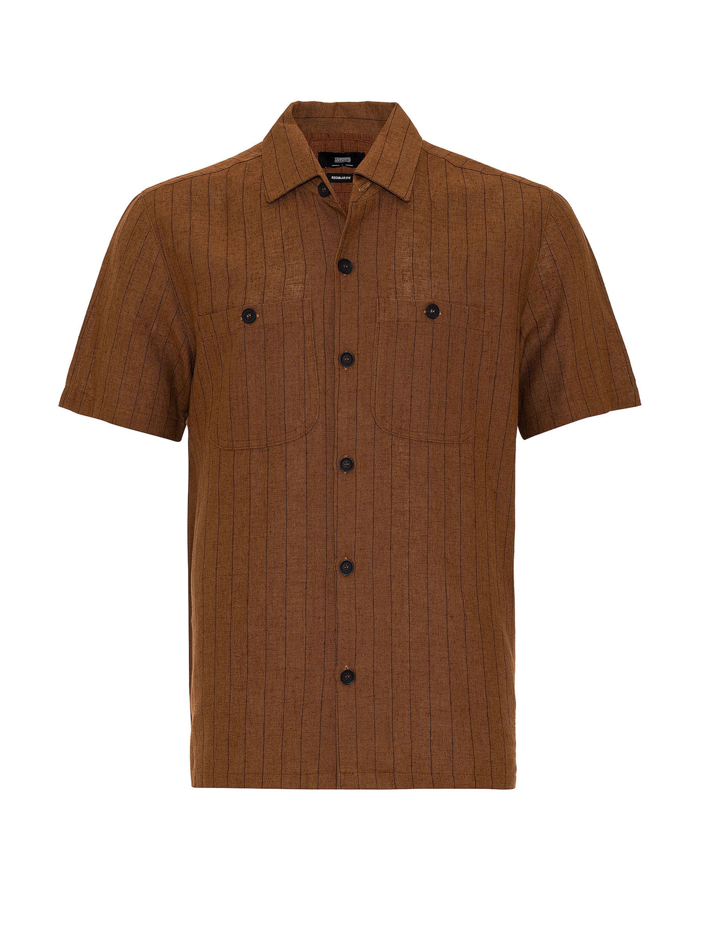 Antioch Regular fit Риза в кафяво: отпред