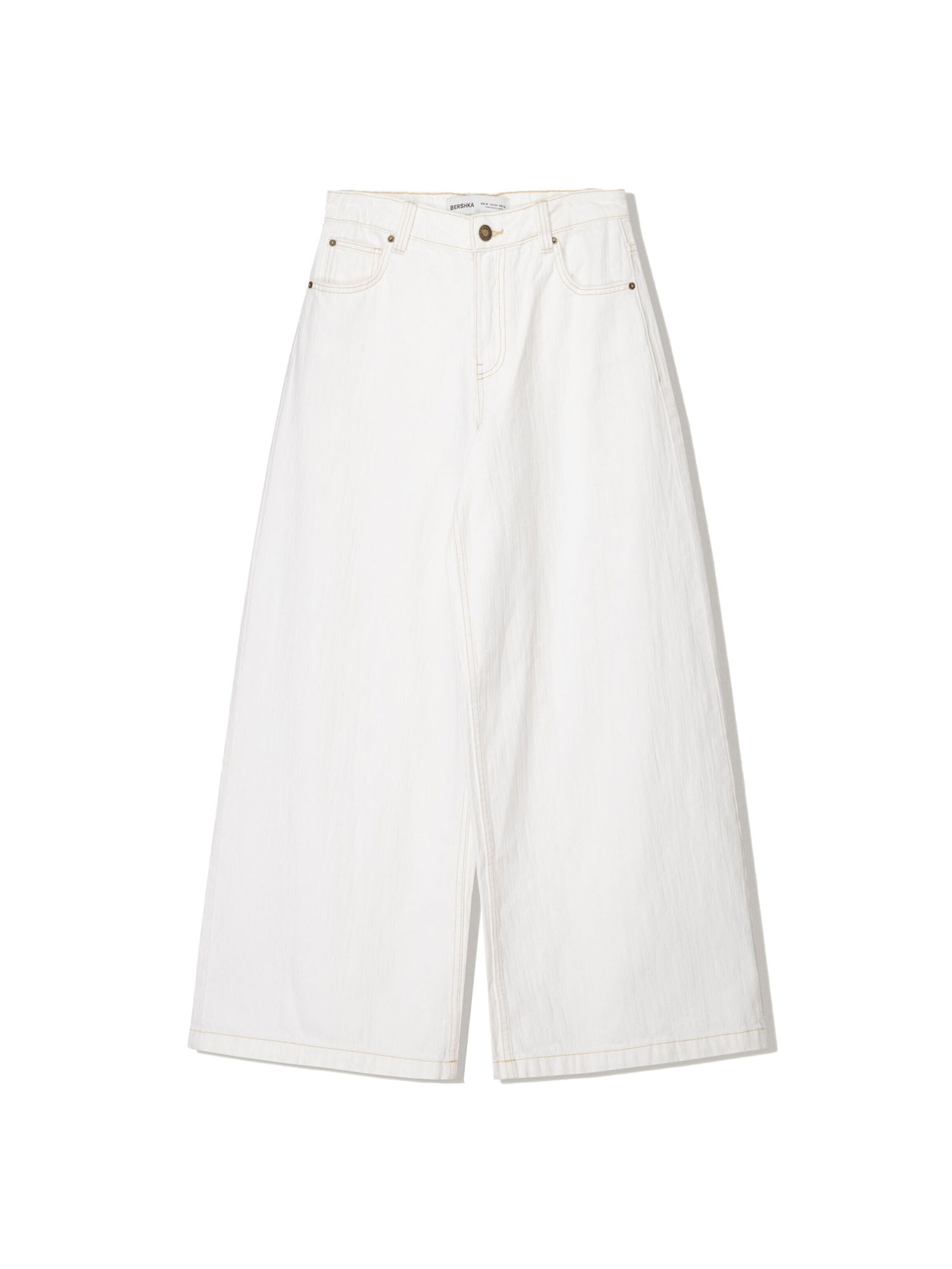 Bershka Широки крачоли Дънки в бежово: отпред