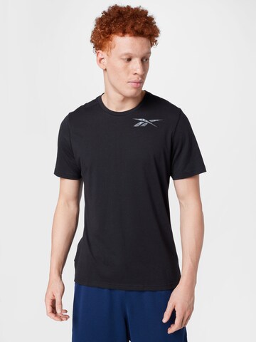 Reebok - Camiseta funcional en negro: frente