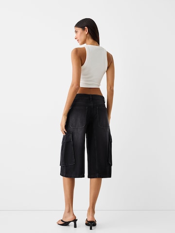 Bershka Wide leg Cargojeans in Zwart