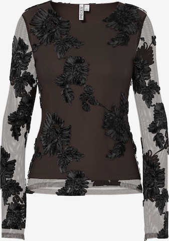 Camicia da donna 'PCOffia' di PIECES in marrone: frontale