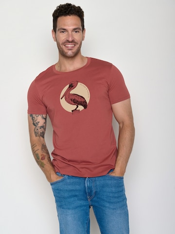 GREENBOMB Shirt 'Guide Pelican Paradise' in Rood: voorkant