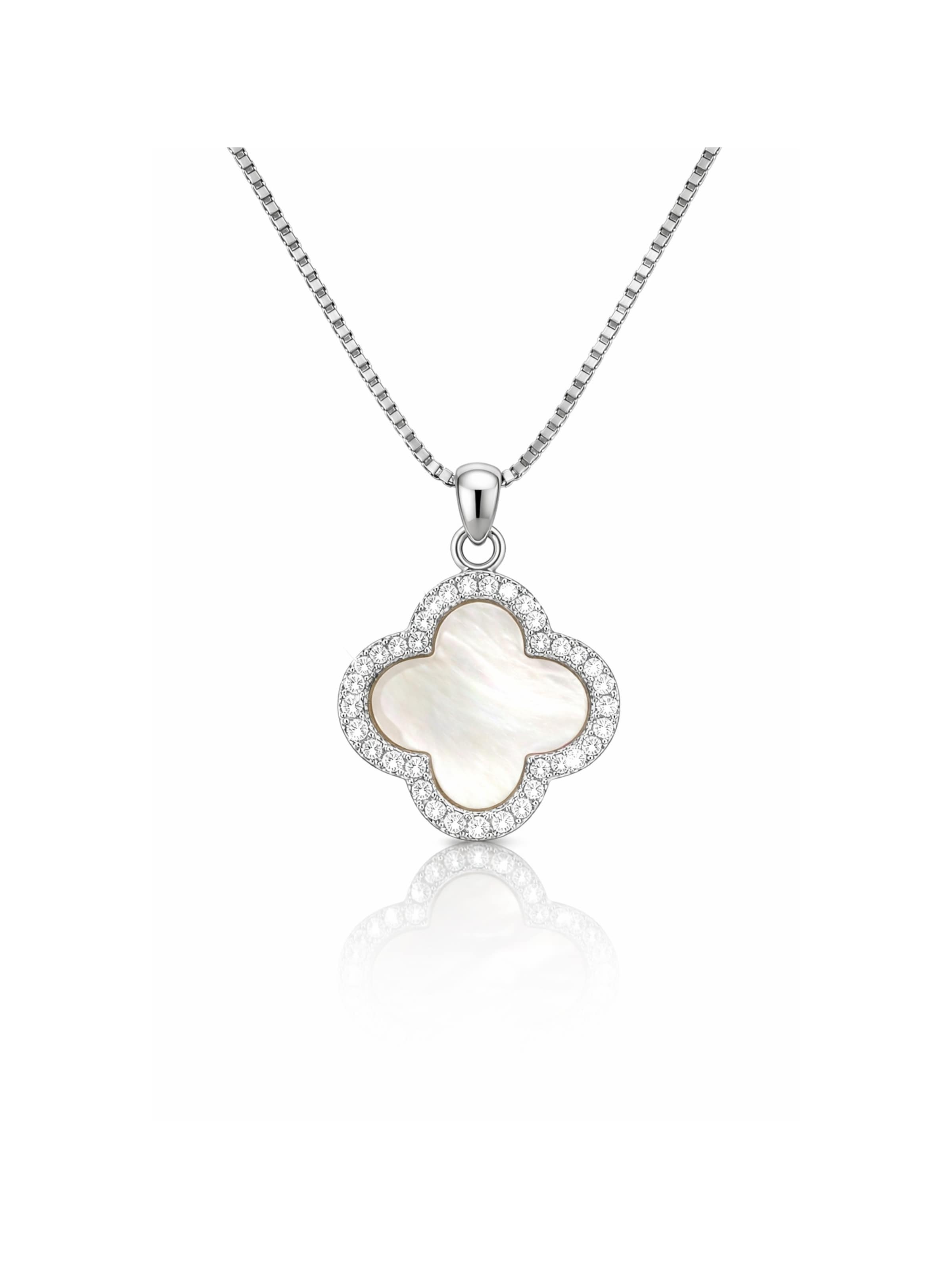 ROUGEMONT Jewellery Necklace 'Kleeblatt Glücksbringer Halskette 45cm 925 sterling Silber' in Silver