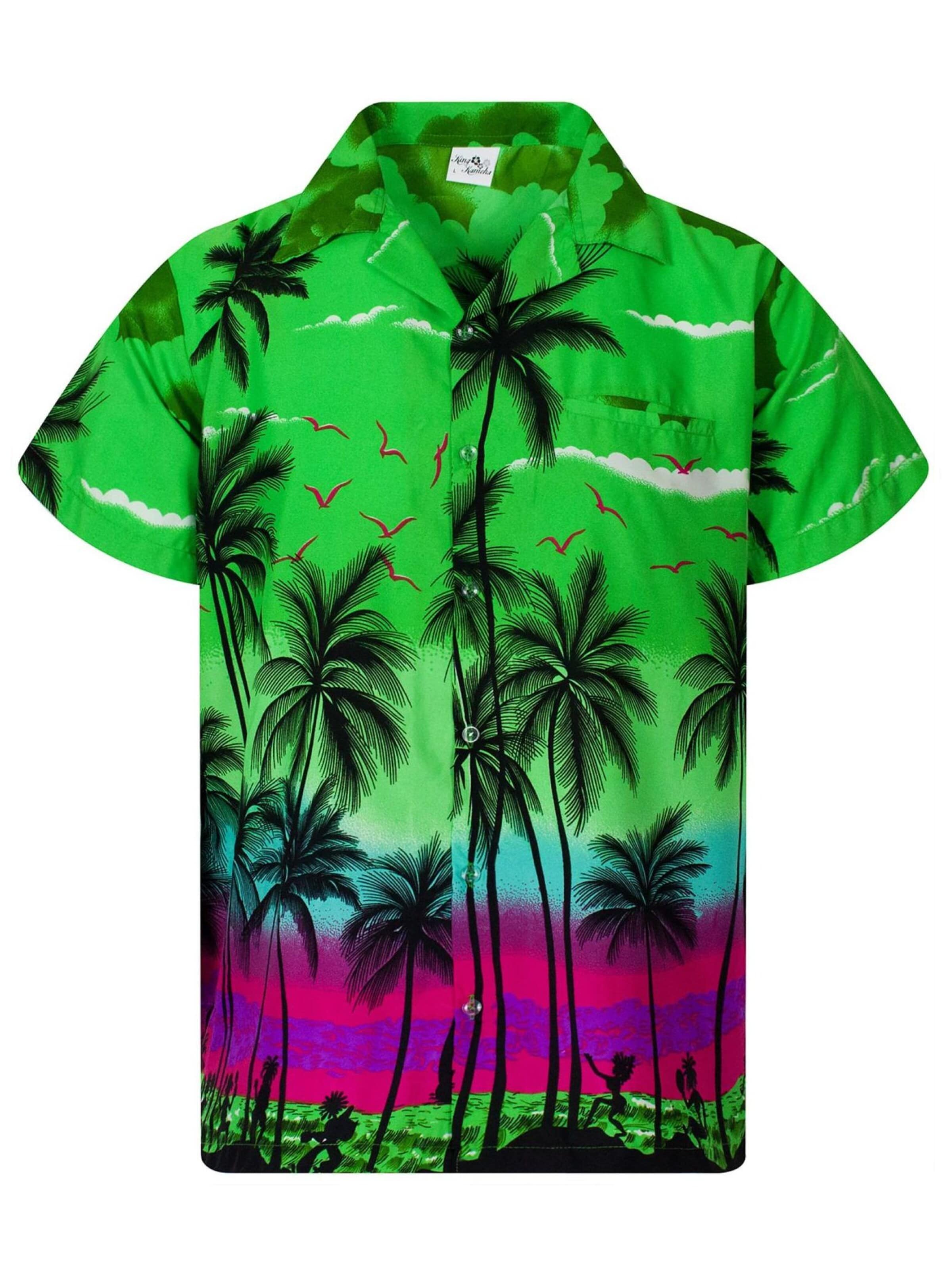 King Kameha Shirt 'Beach' in Groen: voorkant
