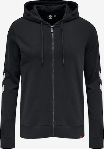 Hummel Athletic Zip-Up Hoodie in Black: front