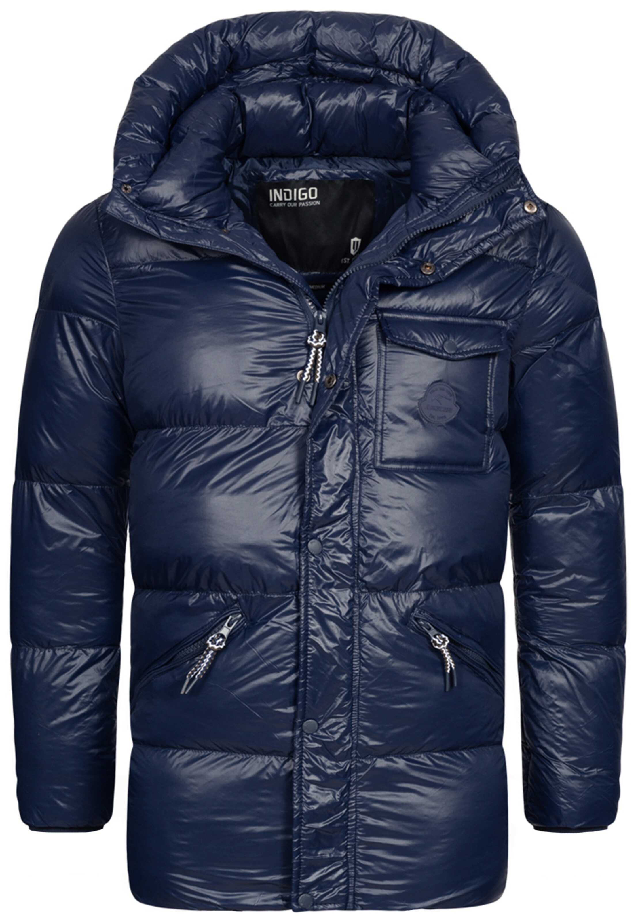 INDICODE JEANS Winterjas 'Local' in Blauw: voorkant