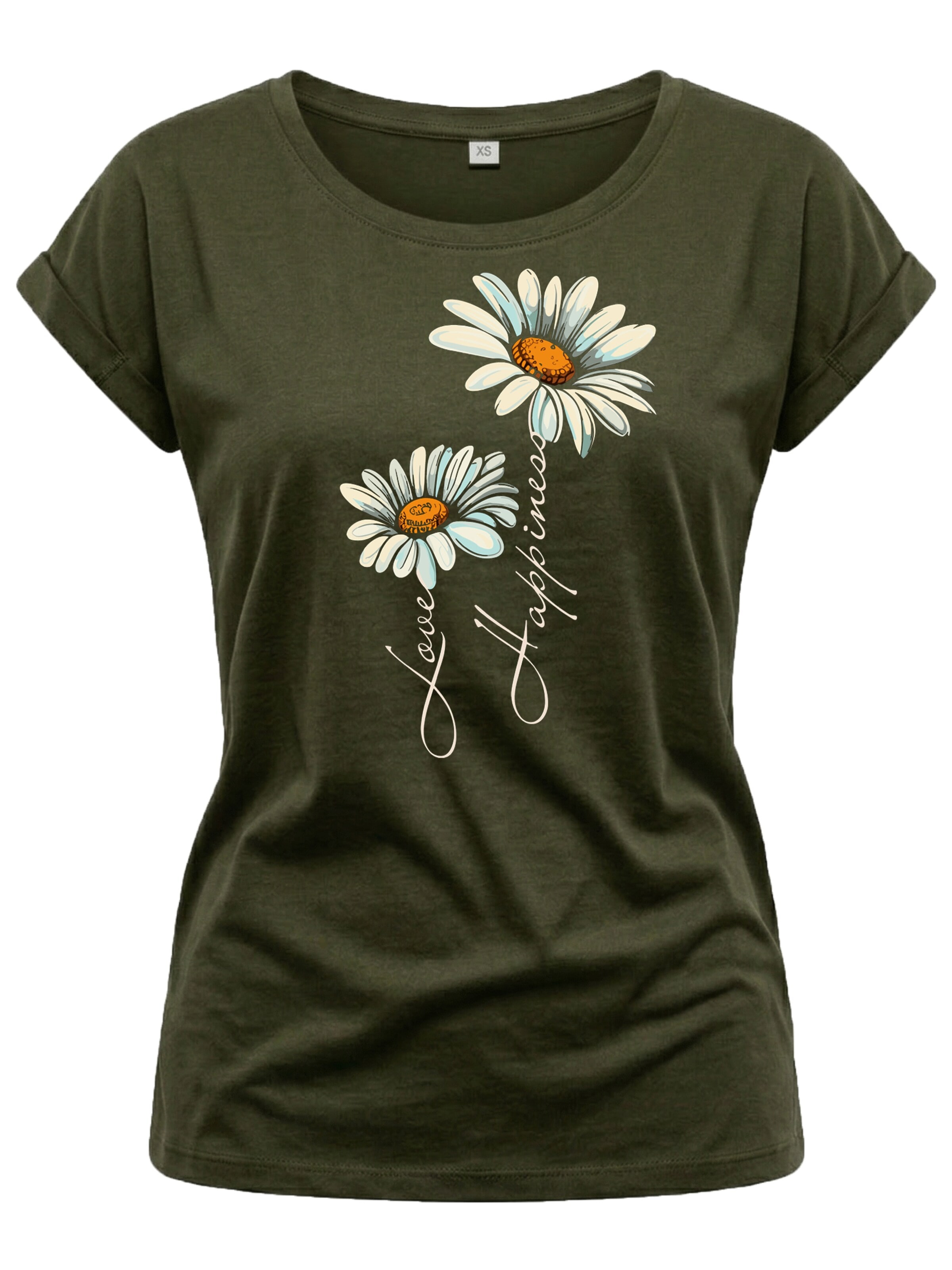 MAKAYA Shirt 'Gänseblümchen' in Green: front