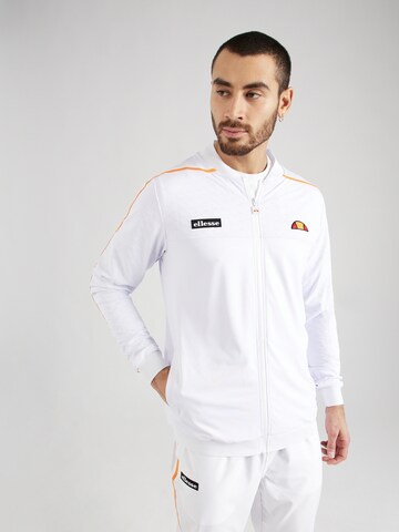 ELLESSE Athletic Zip-Up Hoodie 'Millook' in White: front