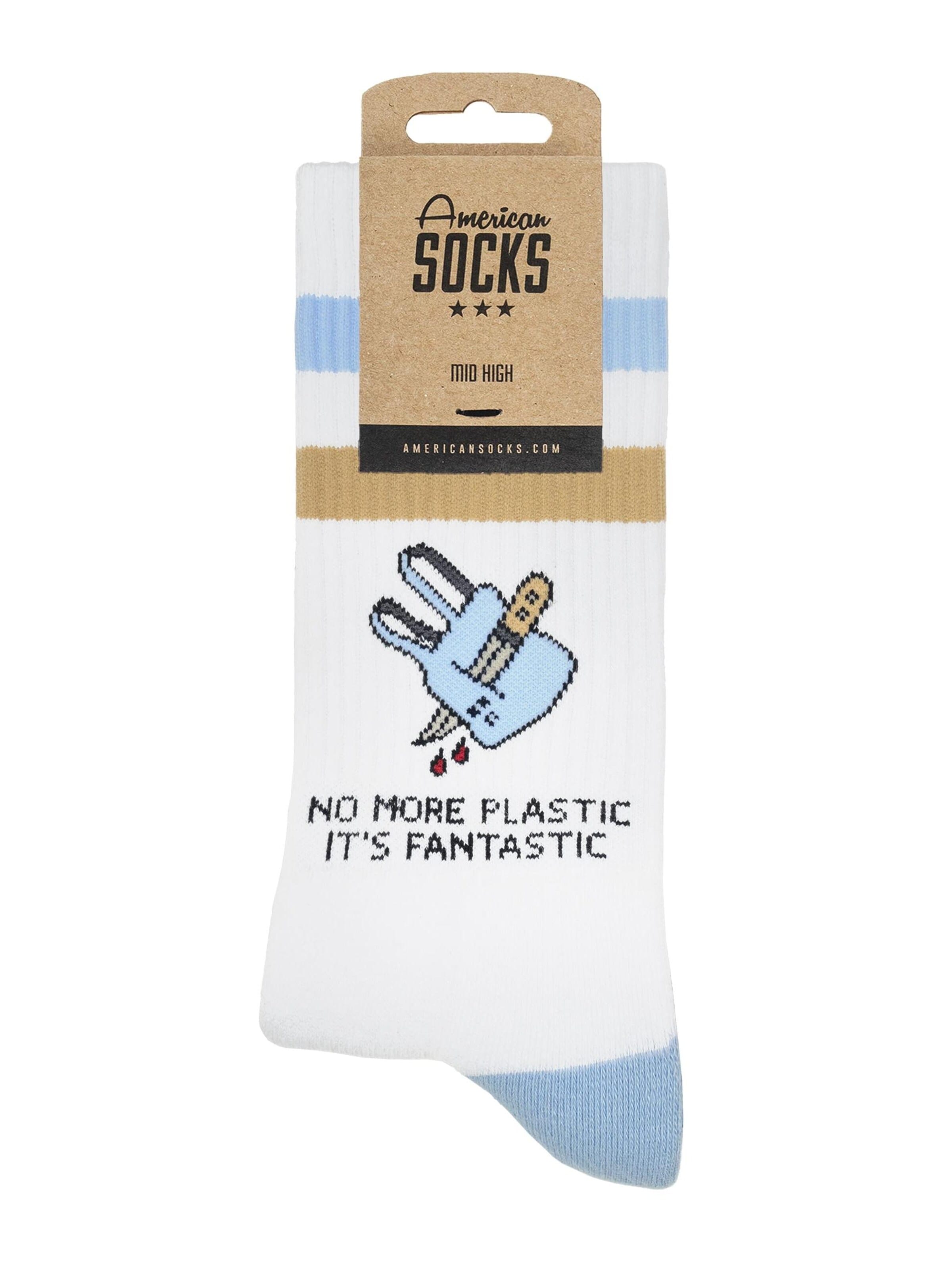 American Socks Socks 'No more plastic' in White
