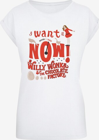 ABSOLUTE CULT Shirt 'Willy Wonka - Verruca Salt I Want It Now' in White: front