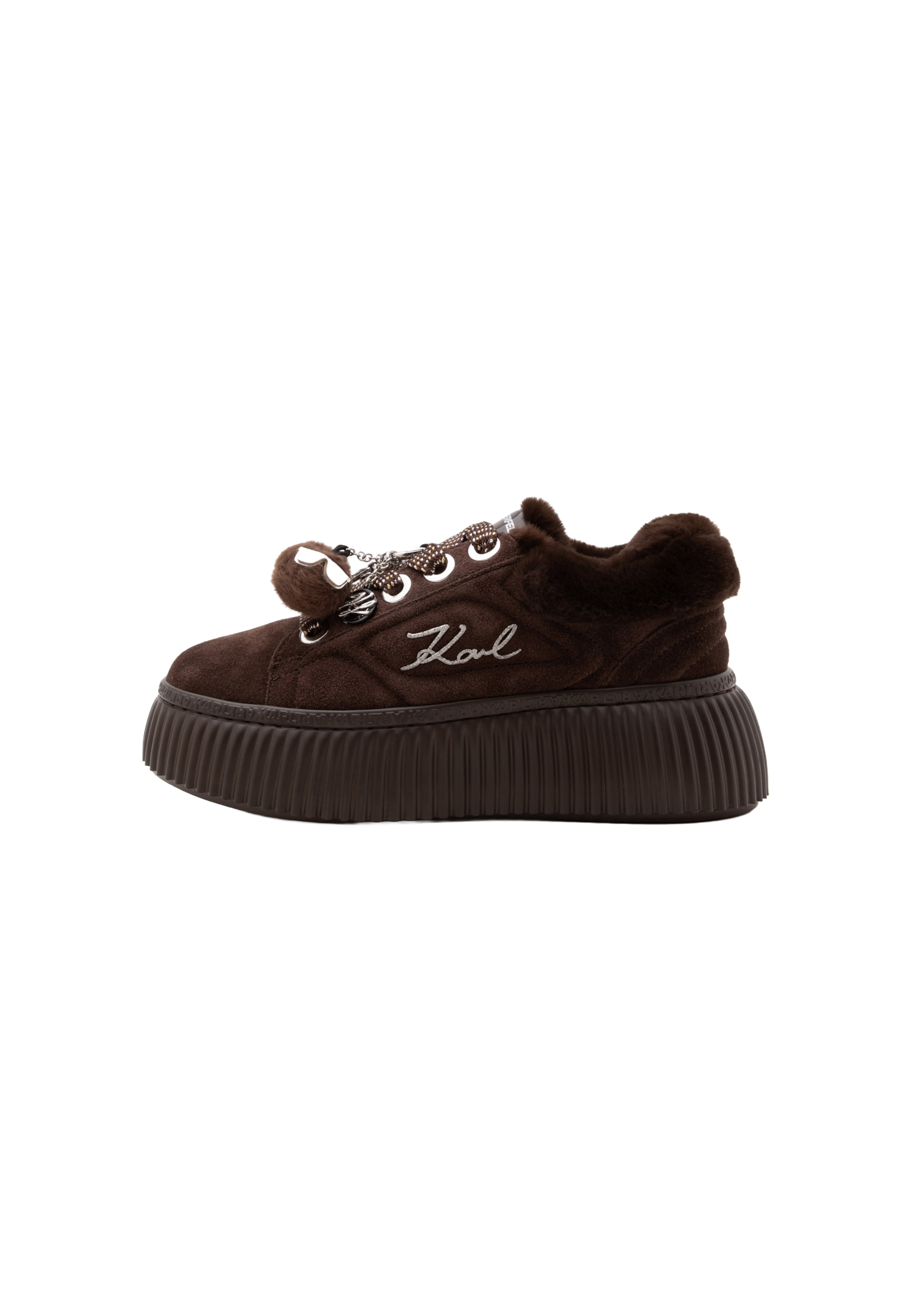 Karl Lagerfeld Baskets basses en 35 en brun foncé / or, Vue avec produit