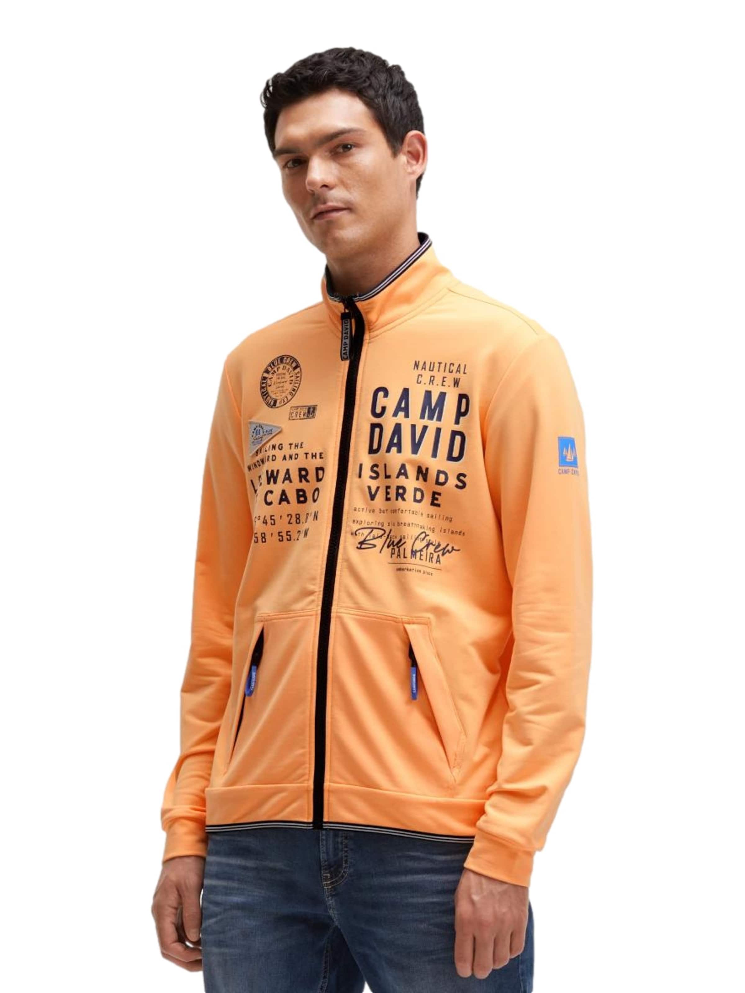 CAMP DAVID Zip-Up Hoodie in Orange: front