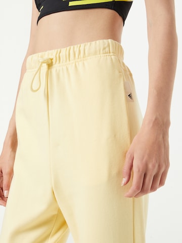 ADIDAS SPORTSWEAR Tapered Workout Pants 'Studio Lounge High-Waist' in Yellow