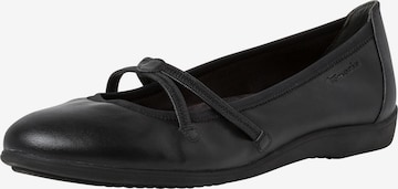 TAMARIS Ballet Flats with Strap in Black: front