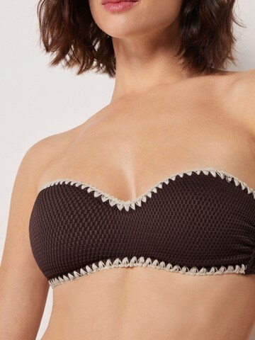 CALZEDONIA Bandeau Bikinitop 'Bicolor Embroidery' in Braun