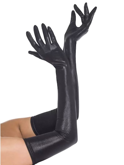 Dirndline Fingerhandschuhe 'Wetlook-Handschuhe, lang' in schwarz, Produktansicht