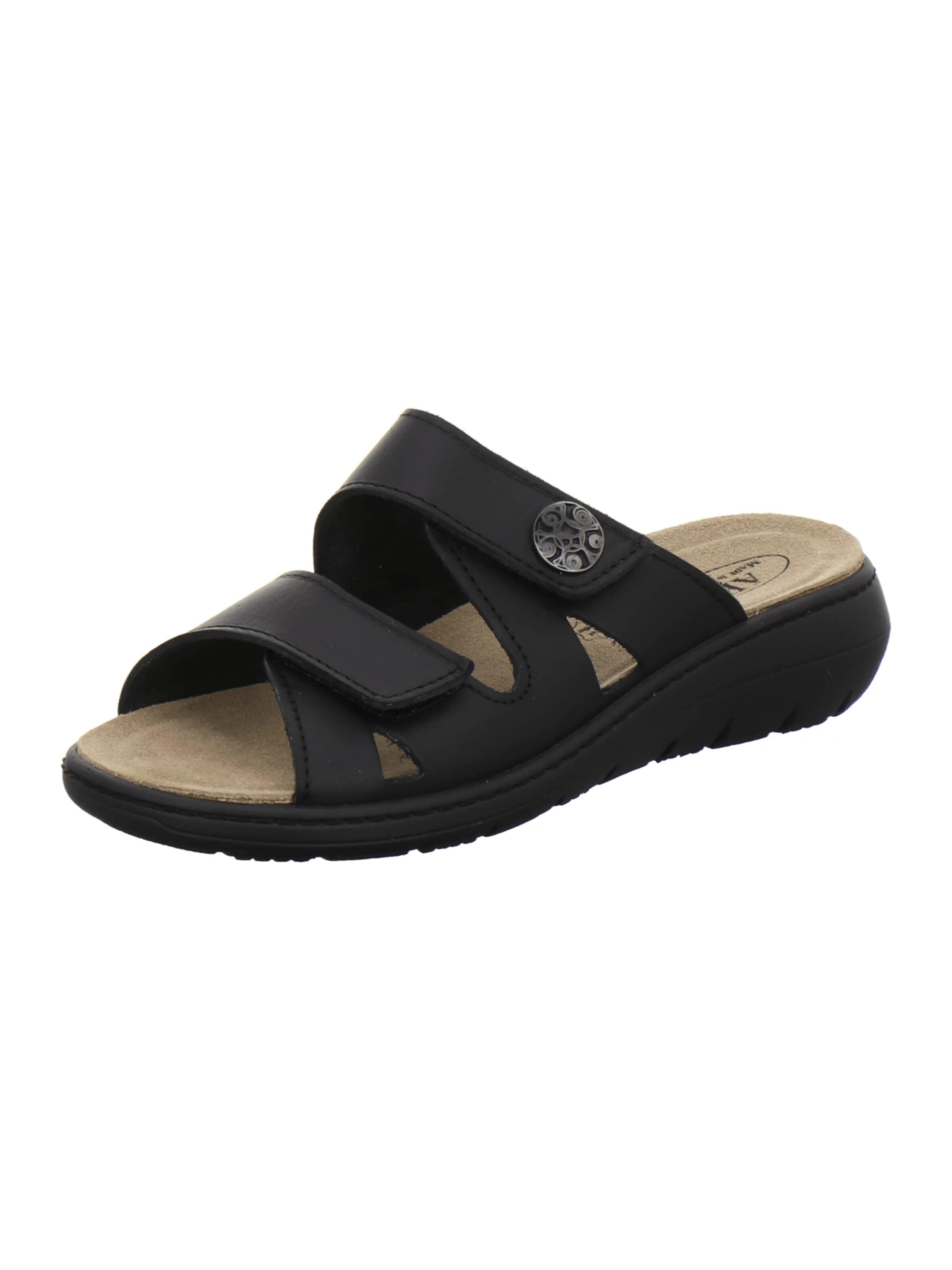 AFS-Schuhe - Zapatos abiertos 'Pantoletten Damen Wechselfußbett schwarz' en negro: frente