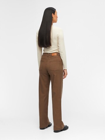 OBJECT Wide leg Jeans 'Savannah' in Brown