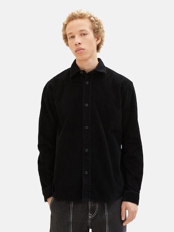 TOM TAILOR DENIM Regular Fit Skjorte i svart: forside
