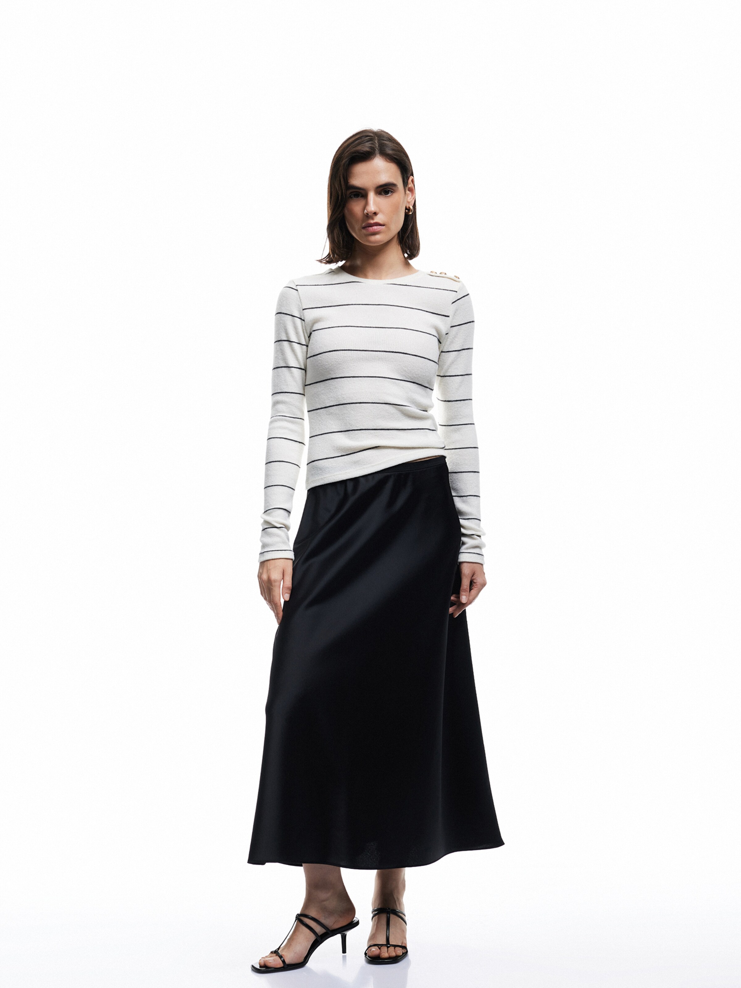 Koton Satin-Midi-Skirt Regular Fit in Schwarz: Vorderseite