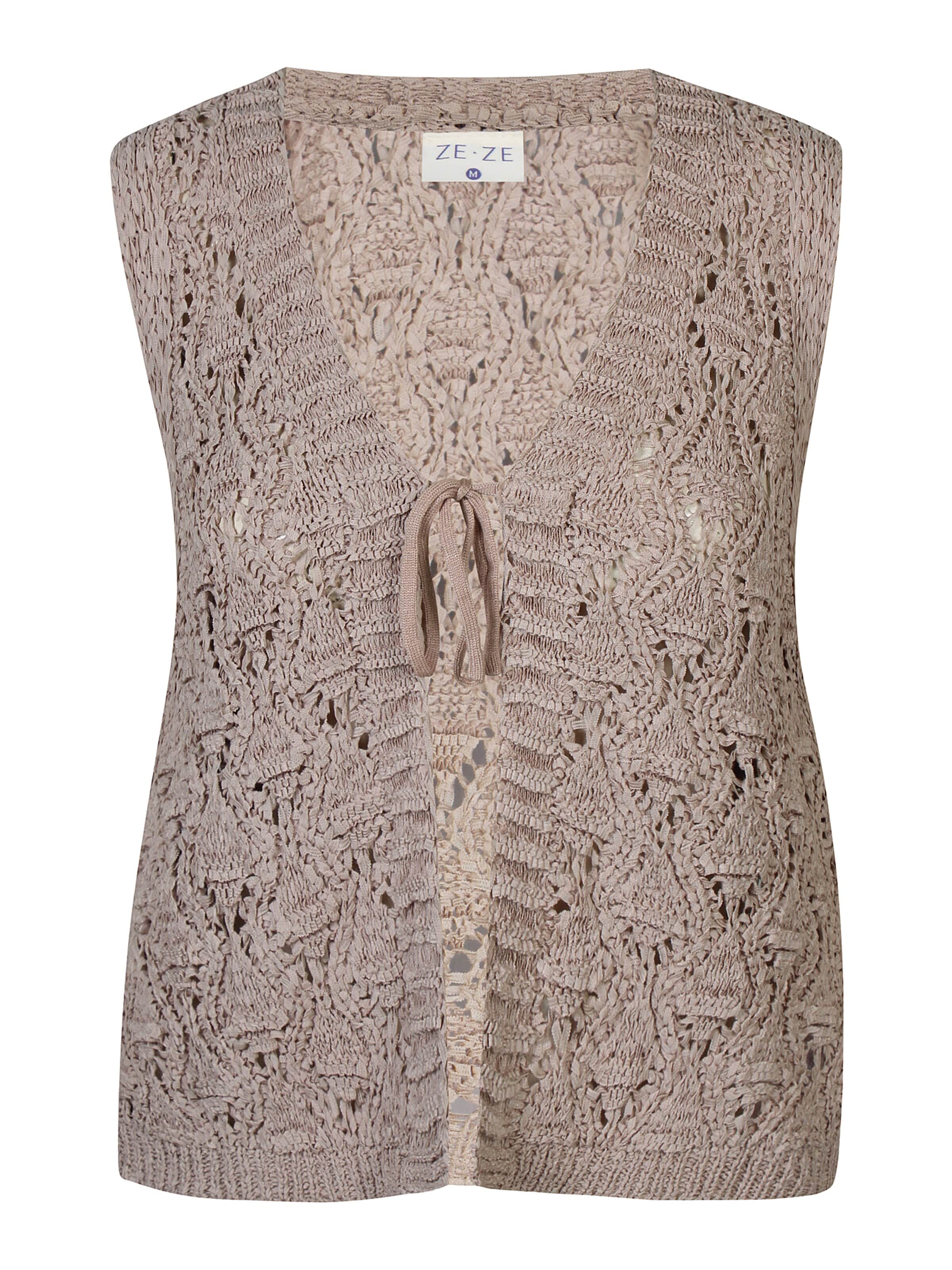 ze-ze Strikvest 'Felina 151' i beige: forside
