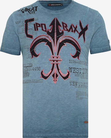CIPO & BAXX Shirt 'Emblem' in Blue: front